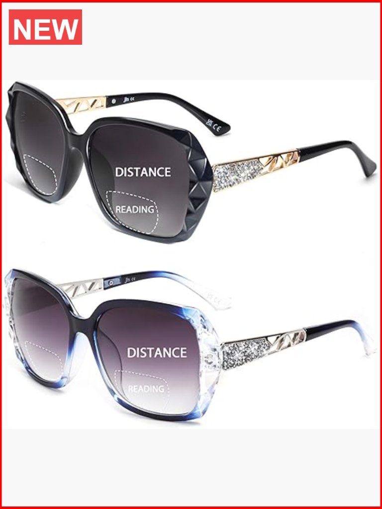 2 Pack Oversized Square Bifocal Sunglasses With Spring Hinge